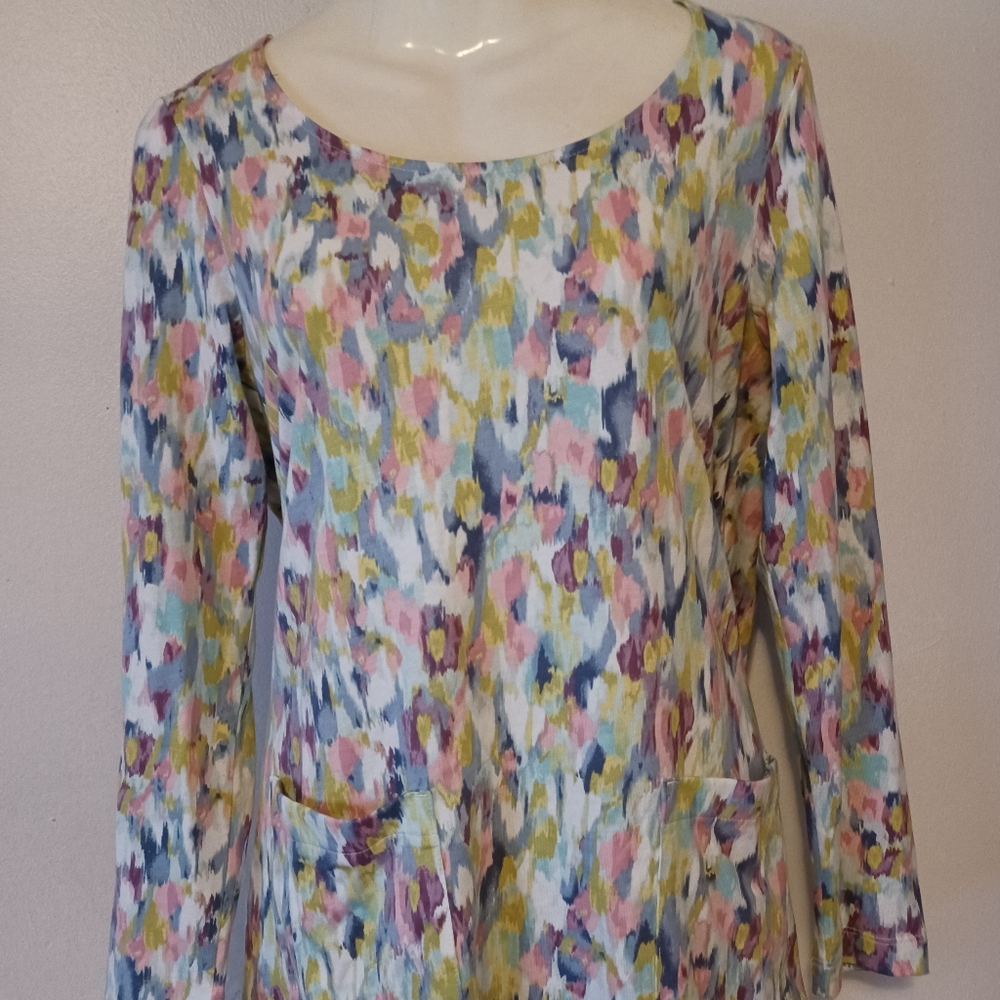 PureJill  colored &printed two pockets knit long sleeve t-shirt